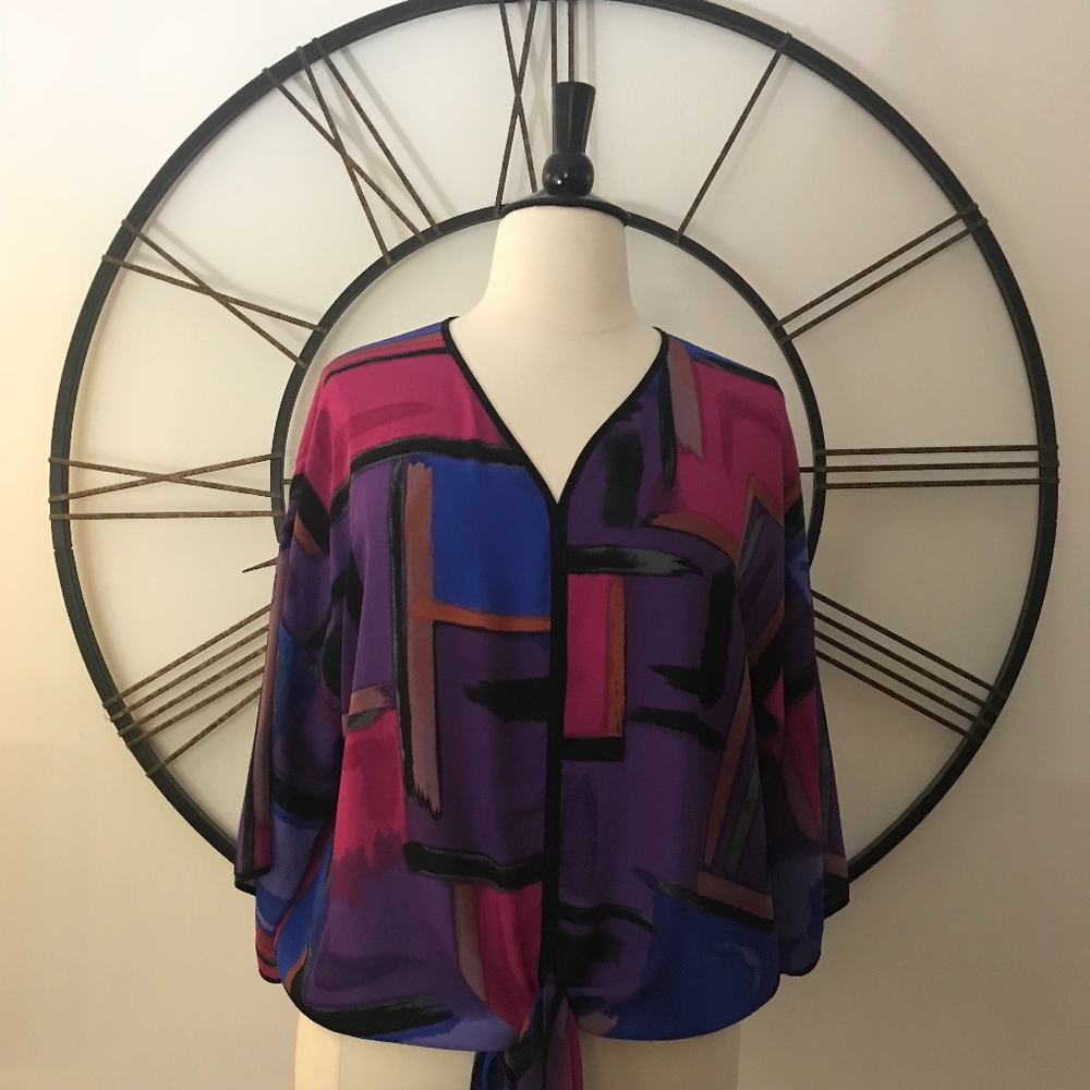 Melissa Paige V-Neck Print Top Size L